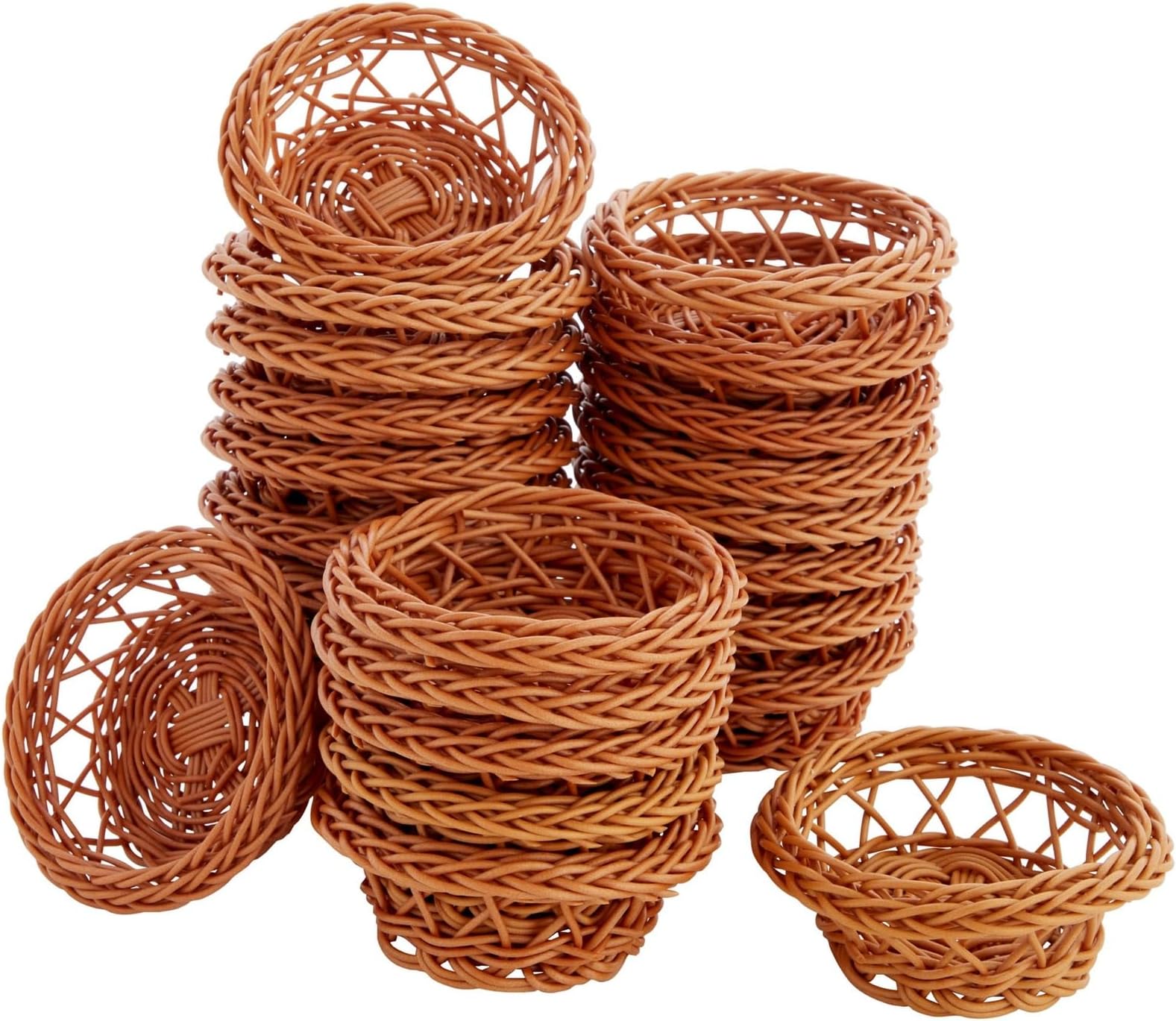 Yardwe 12pcs Mini Woven Baskets with Handles, Wood Chip