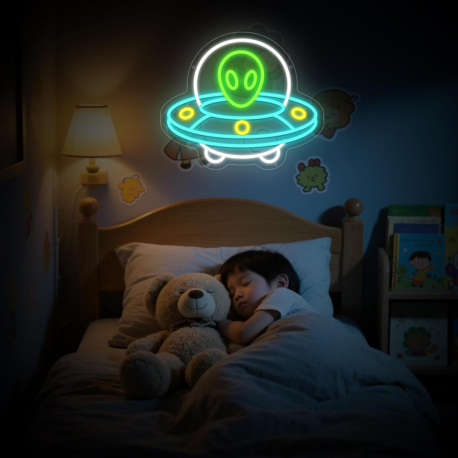 UFO Neon Sign, Alien Neon Signs for Wall Decor, UFO ET Dimmable Neon Light for Bedroom, Game Room, Kids Room, Bar Decoration, USB Powered Light Up Signs for Party Decor - Image 8