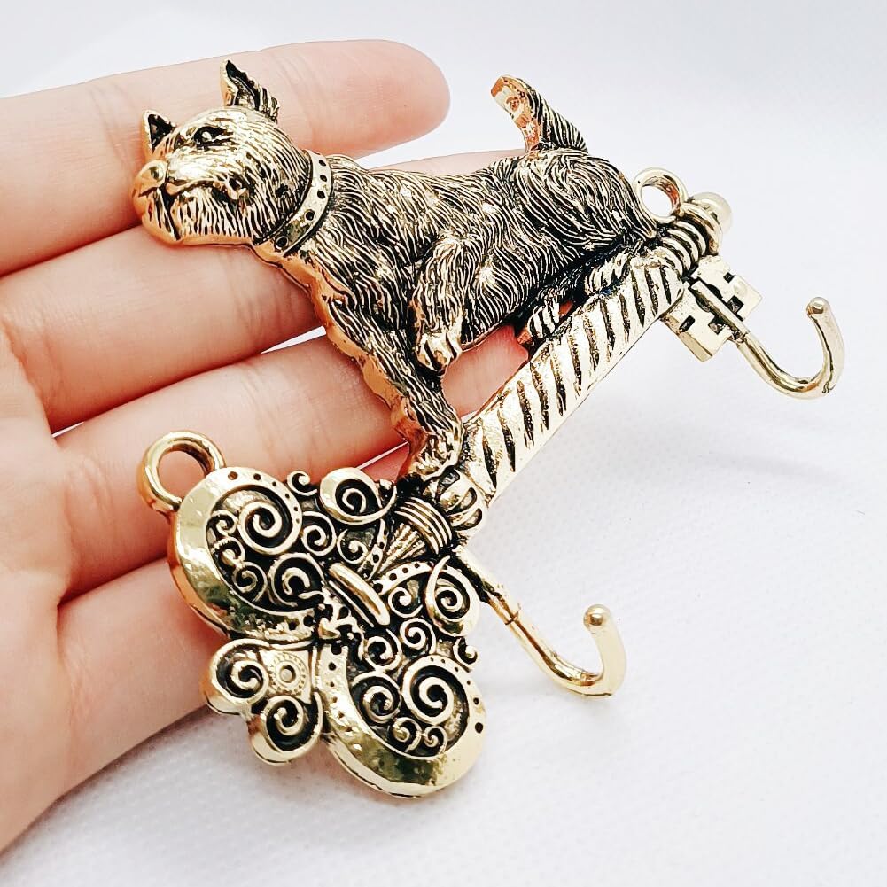 haowei Animal Decoration zinc Alloy Wall Hooks Retro Double Hooks, 2-Pcs Creative Idea Utility Hooks for Home Kitchen, Scarf, Key, Towel, Bags, Cup, Hat (Leopard) image 3