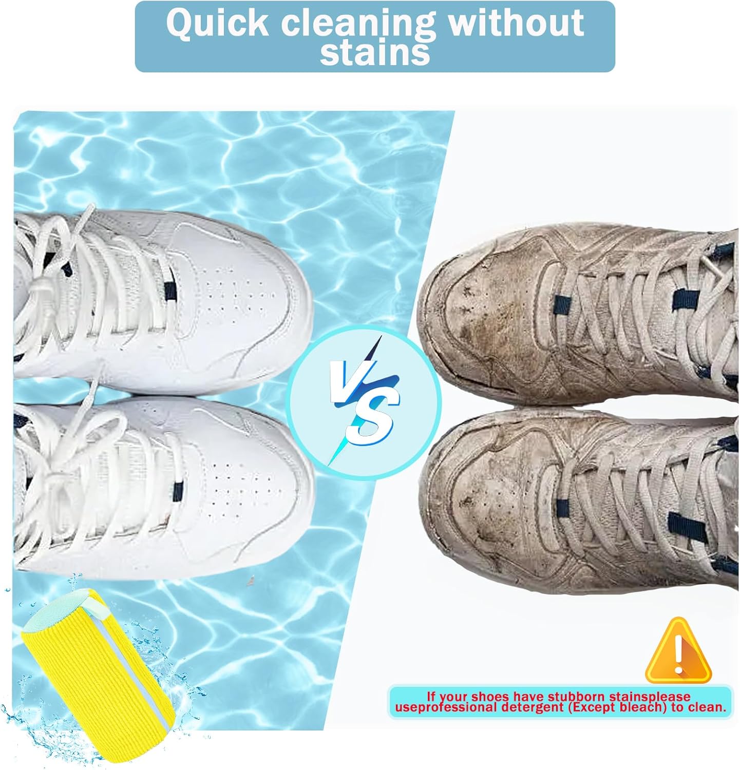 Shoe Washing Machine Bag（2 Pack）- Reusable Shoe Washing Machine Bag, With 2 Drying Racks 12 Cleaning Ball, Sneaker Tennis Cleaner Kit, Quick Clean for Busy Families-Yellow - Image 7