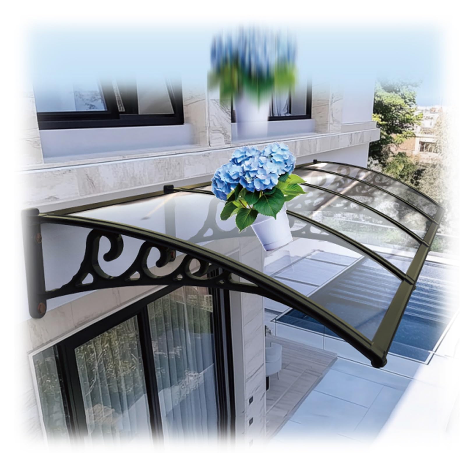 LWJSOCP Aluminum Door Canopy Awning Outdoor Veranda Shelter for Door or Window (100x240cm 39x94) Weather Resistant Protection