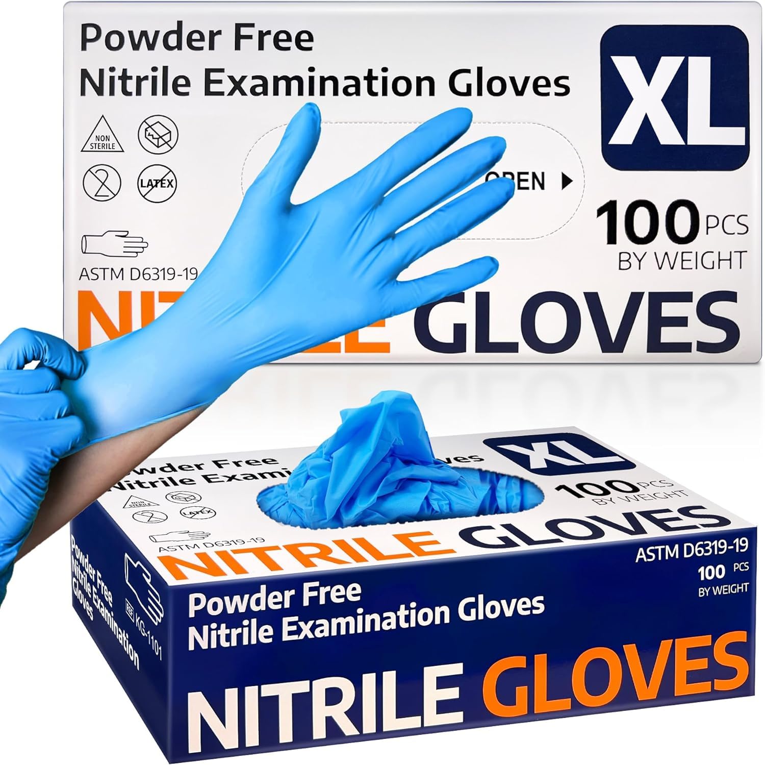 PROMART Disposable Nitrile Gloves, Food Grade - 100 Count - Blue, Latex-Free, Powder-Free - Multipurpose Hand Protection (100, XL)