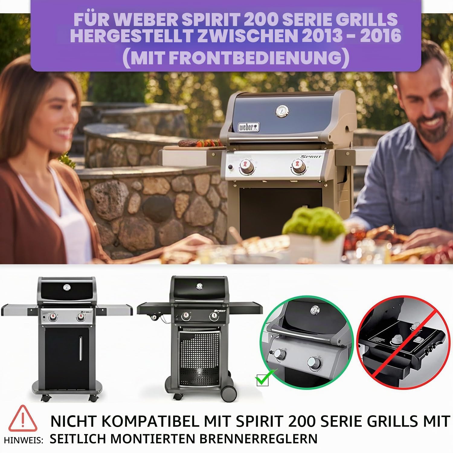 69803 Fettauffangschale mit Auffangbehälter für Weber Spirit 200 Frontbedienung, passend für Spirit E-210/E-215/E-220/S-210, inkl. 10 Aluminium-Tropfschalen