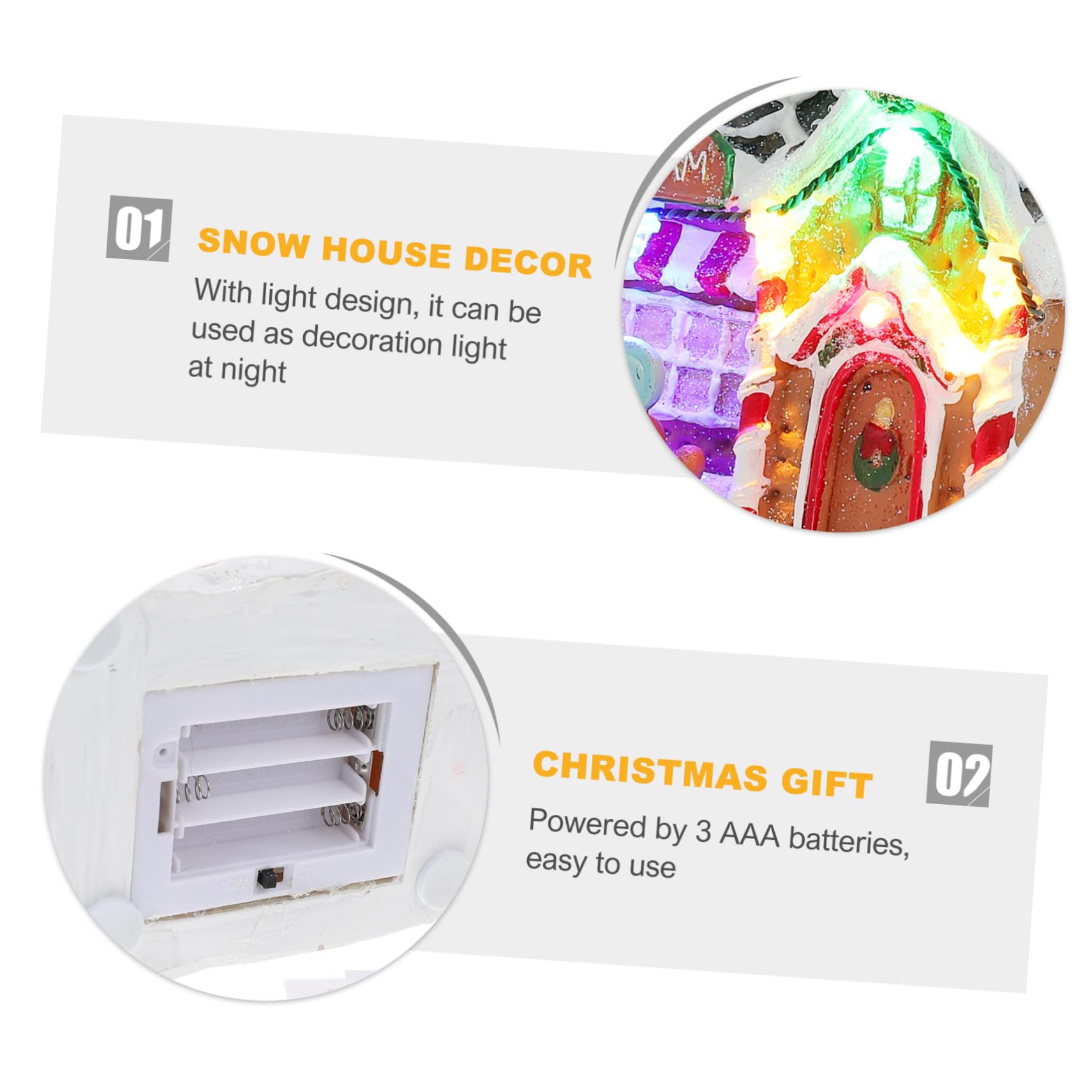 Adorno Navideño Casa Luminosa de Resina Luz LED para Escritorio y Oficina Adorno Navideño Acabado Diseño Detallado