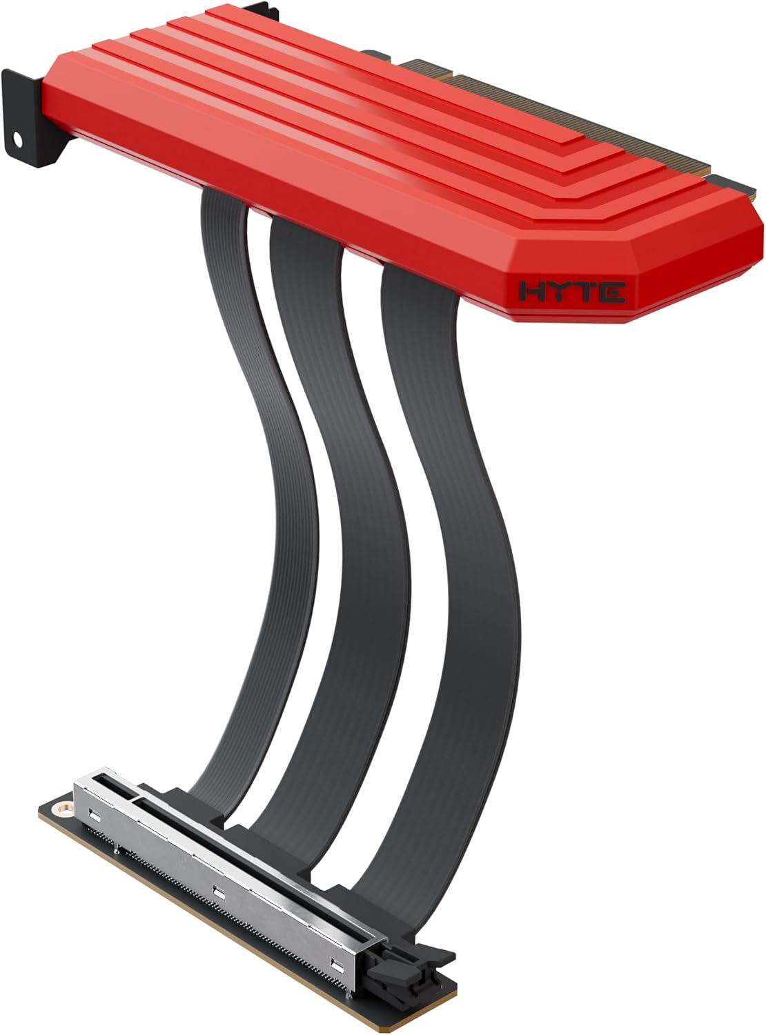 Hyte PCIe 5.0 Hyper Riser - PCI Express Gen 5.0 Vertical Riser Cable with Reinforced Metal Slot - Black Cherry (Red)