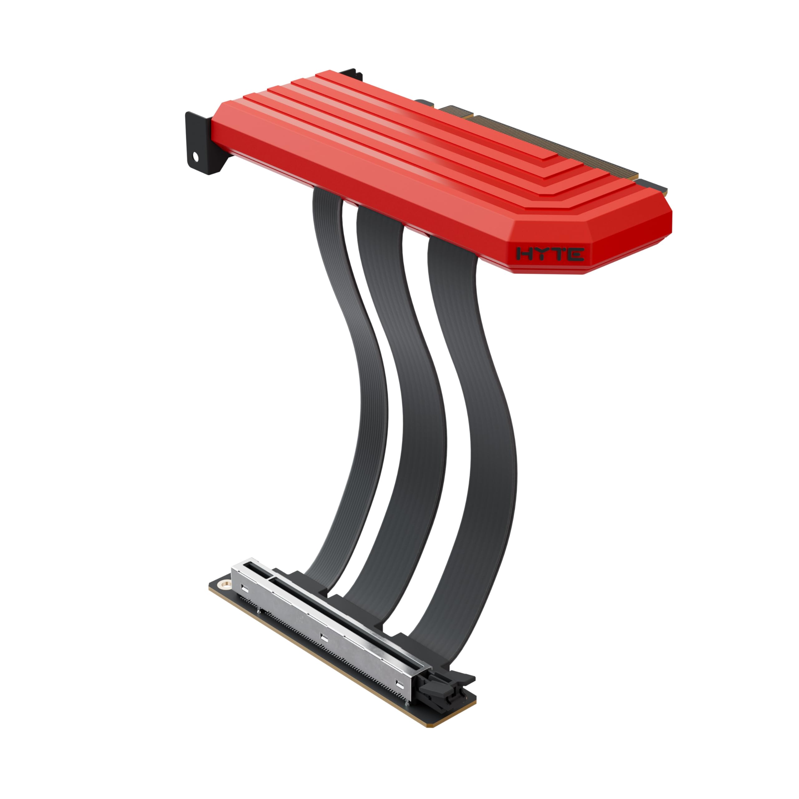 Hyte PCIe 5.0 Hyper Riser - Cavo riser verticale PCI Express Gen 5.0 con slot in metallo rinforzato, colore: Nero ciliegia (rosso)