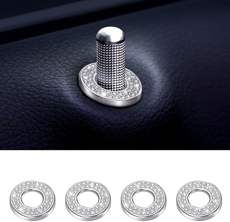 Capas decorativas para trava interna da porta Mulixis com strass branco – 4 unidades