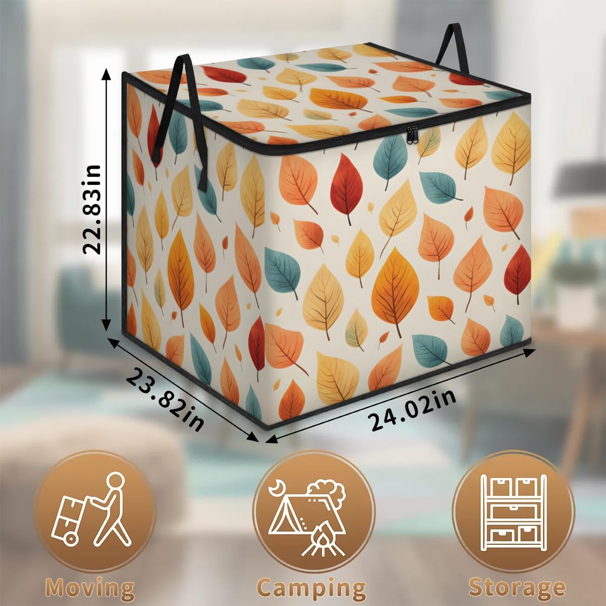 Honeybaby 214L Extra Large Comforter Storage Bag Falling Leaves Fall Storage Totes with Lids Waterproof Closet Organizer Folding Blanket Storage Bags for Clothes Bedding Pillows