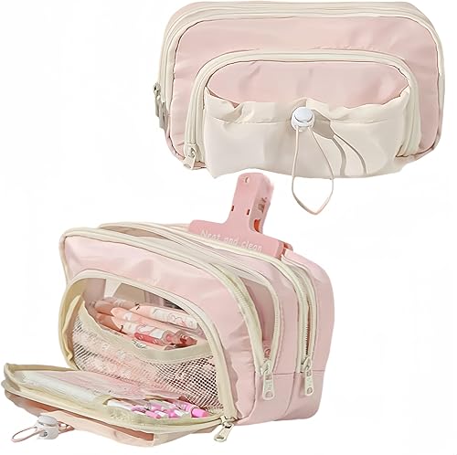 Estuche para lápices de gran capacidad, estuche de gran capacidad para lápices, estuche de gran apertura, lindo estuche estético con cordón para