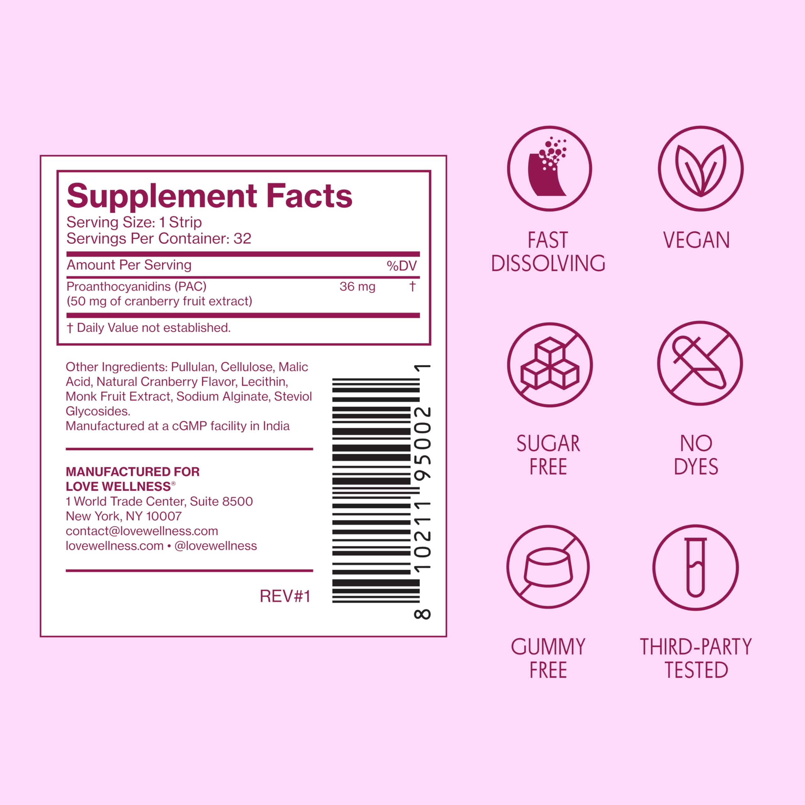 Love Wellness | Urinary Tract Quick Melt Strips | 36mg PACs | 32 Strips — Amazon image 7
