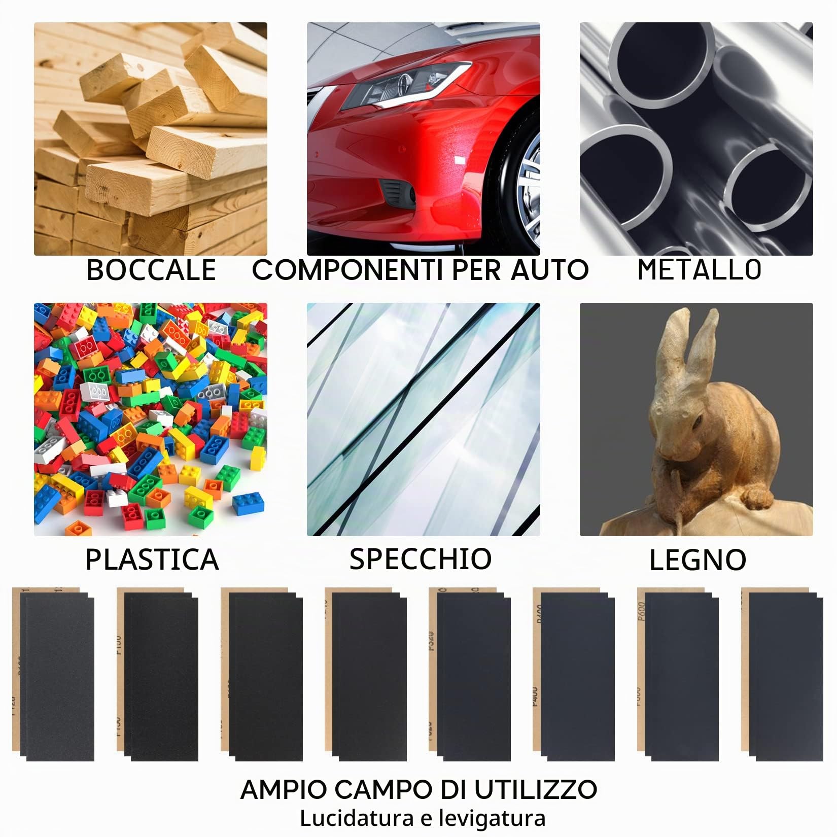 Set Carta Vetrata, 45 Pezzi 120 a 7900 Grana Carta Abrasiva Bagnata e Asciutta, Levigatura a Secco e Umido Sandpaper per Lucidare Levigare Legno Metallo - 9" x 3,6" (120-7900, unità, 45)