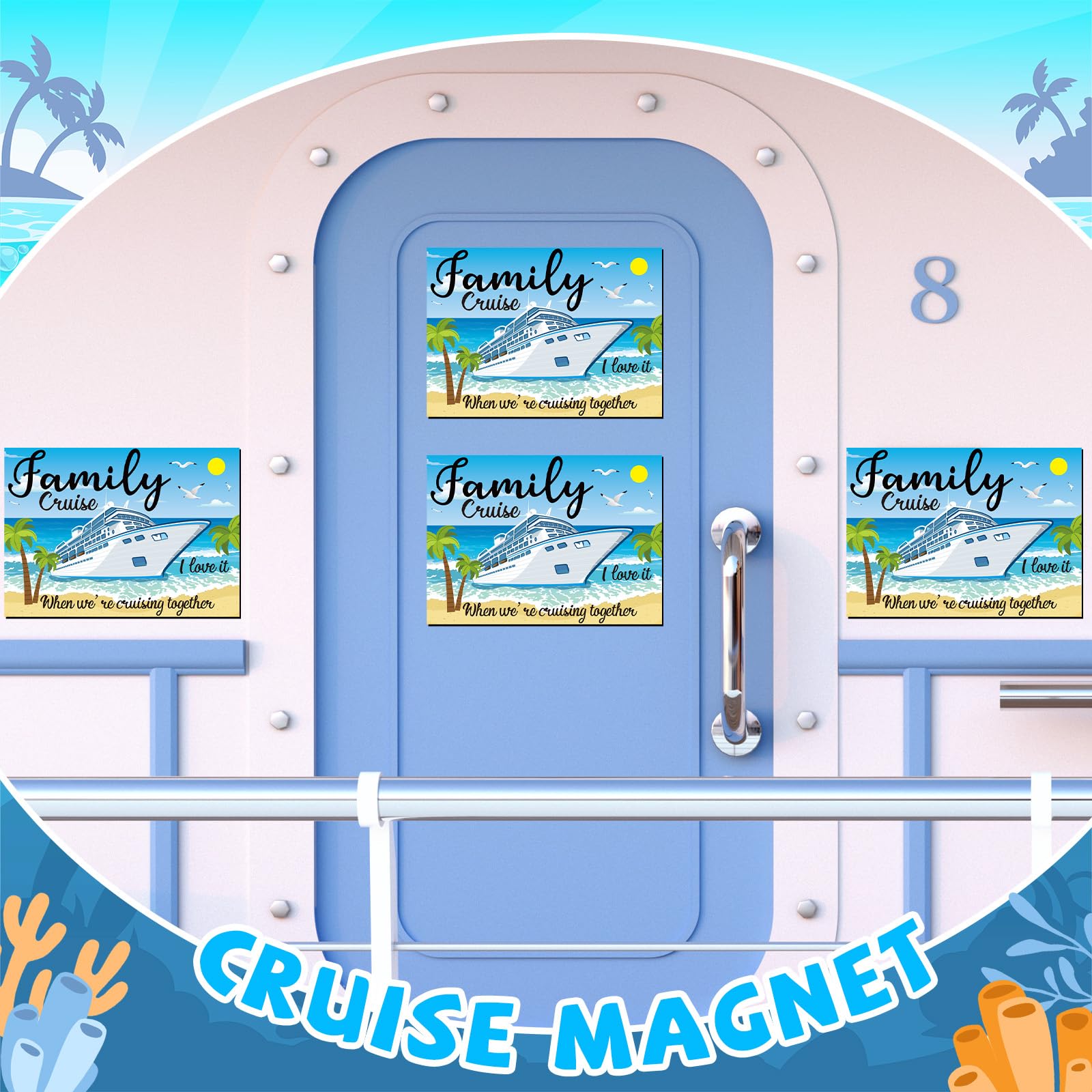 Xuhal 10 imanes magnéticos grandes para puerta de crucero, imanes de playa de verano, imanes de crucero, divertidos imanes náuticos para cabina, nevera, coche, carnaval, aniversario