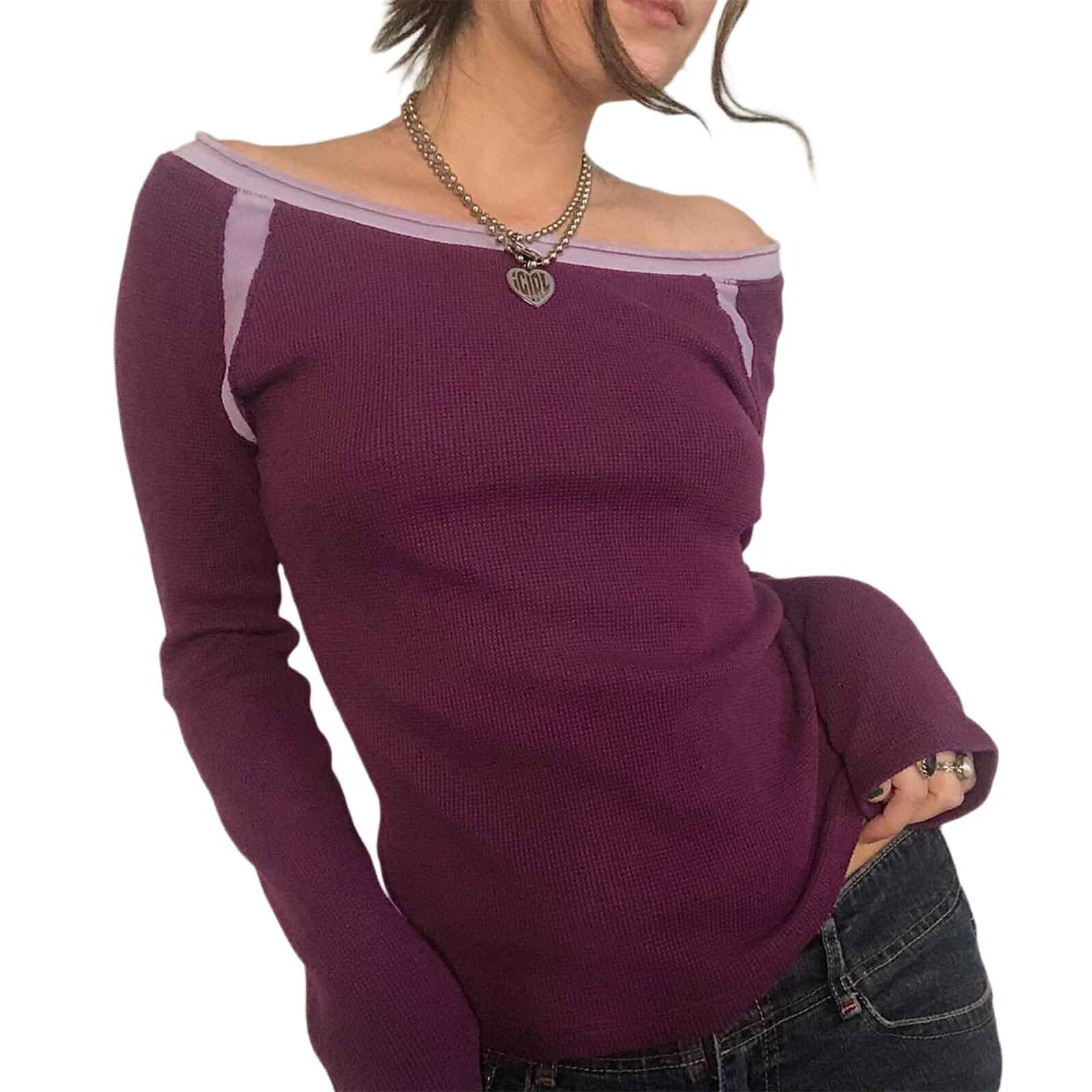 Women Vintage Aesthetic Top Long Sleeve Lace Trim Tight Shirts Y2k Graphic Print Fairy Grunge Top Streetwear Long Sleeve
