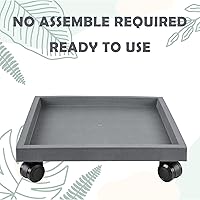 Vista 3 de Plato cuadrado de 15.3 pulgadas con ruedas, soporte de maceta con ruedas resistente para plantas en maceta, bandeja de base de rodillo con ruedas
