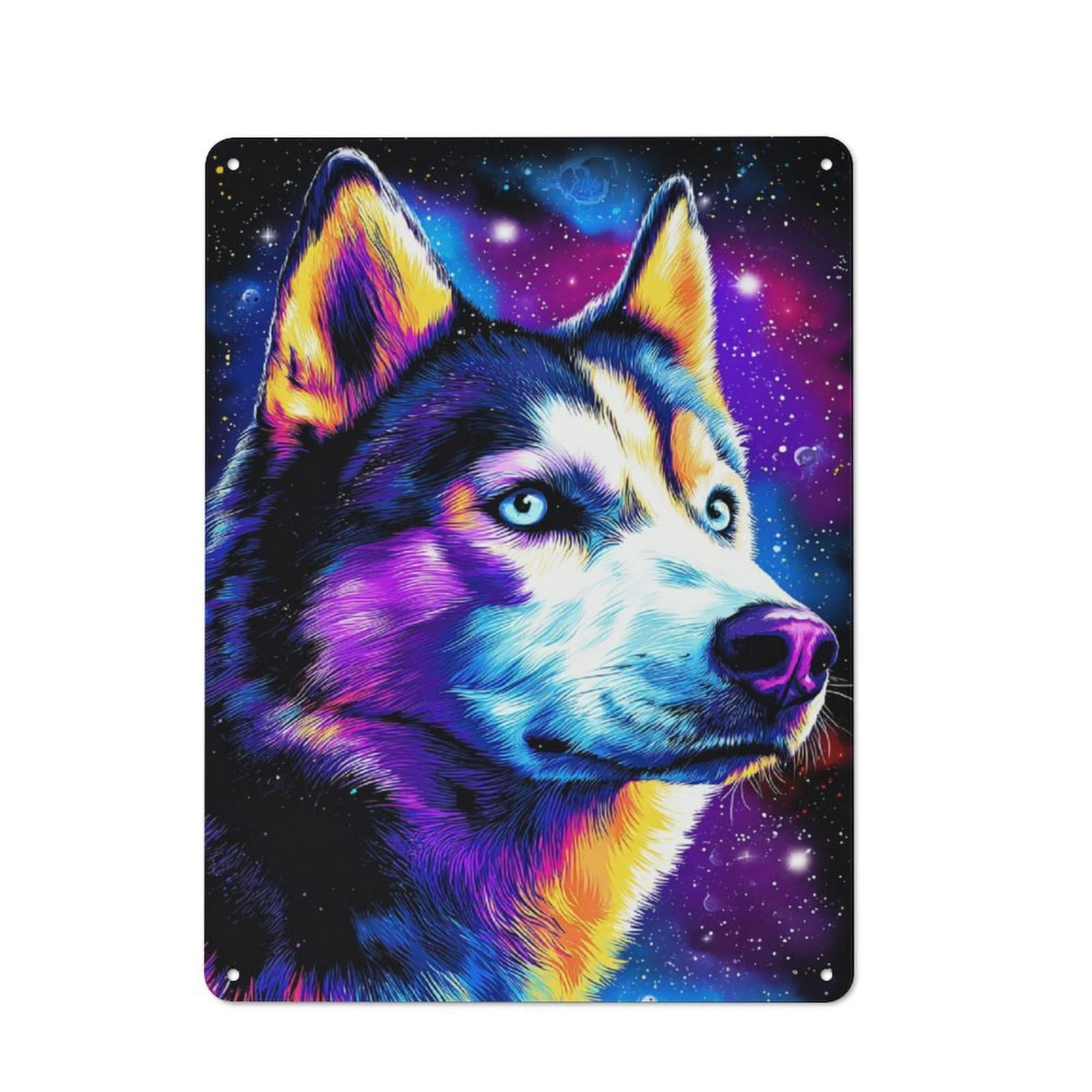 Junmoney Galactic Husky Portrait -2 Retro-Style Tin Sign 40X30cm For Living Room Or Hallway, For Home Wall Decor Collectors Refreshing A Room In Autumn