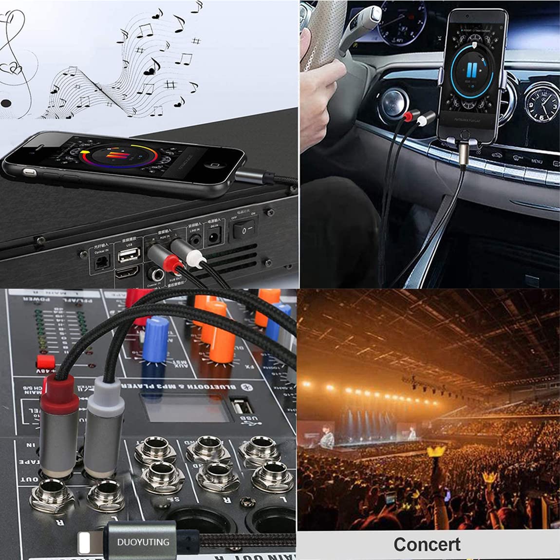 Câble audio RCA vers 2 mâles, adaptateur RCA vers iOS audio stéréo en Y, compatible avec iPhone, haut-parleur, amplificateur, voiture, etc. (1 m