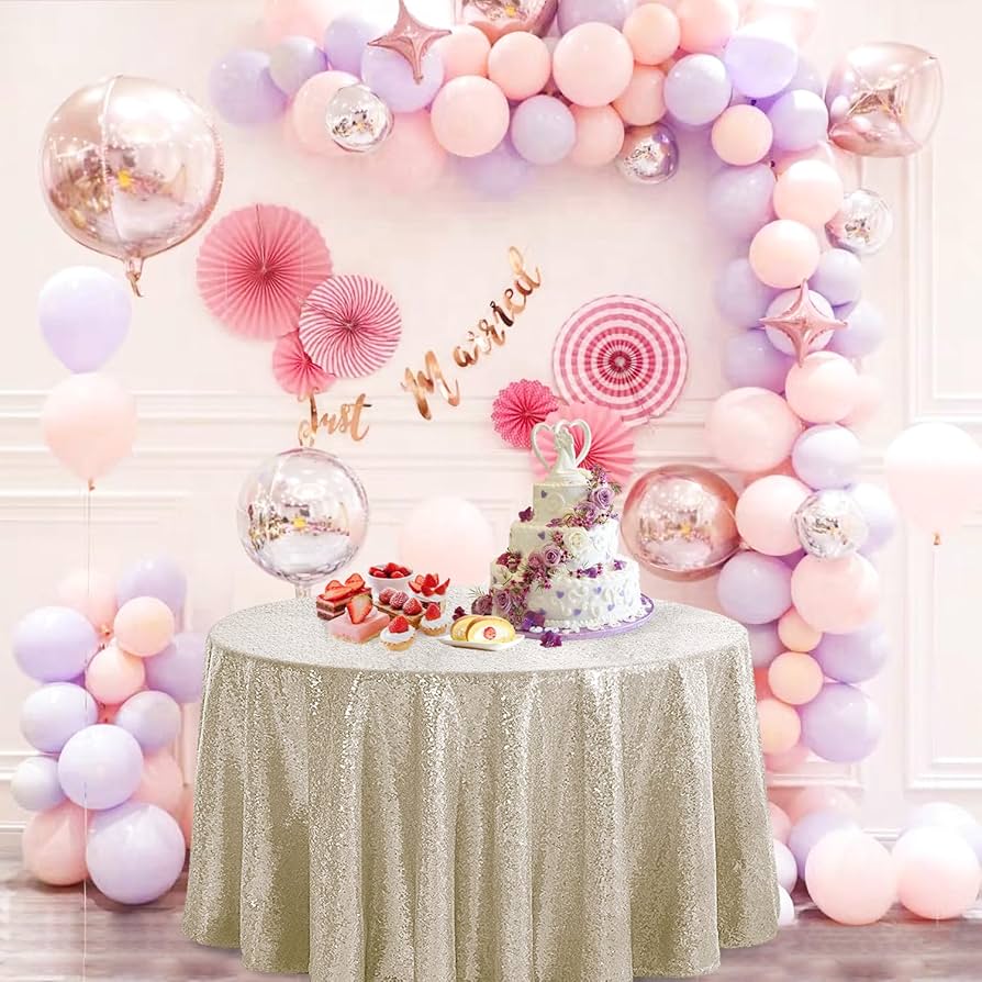 Amazon｜Pufogu 50インチ ラウンド シャンパン ゴールド