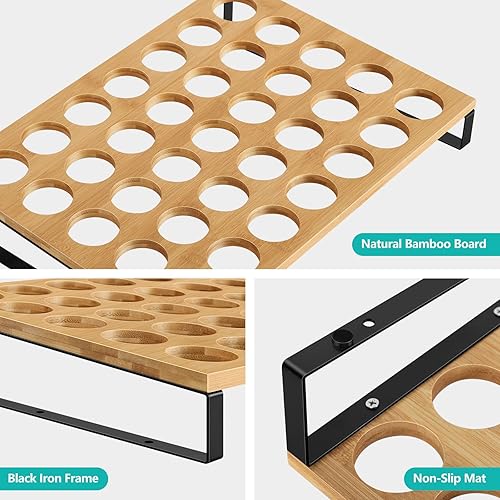 Miniatura 5 de Soporte para cápsulas de café, paquete de 2 unidades, organizador de cajones de cápsulas de café de bambú, soportes para cápsulas K para mostrador,