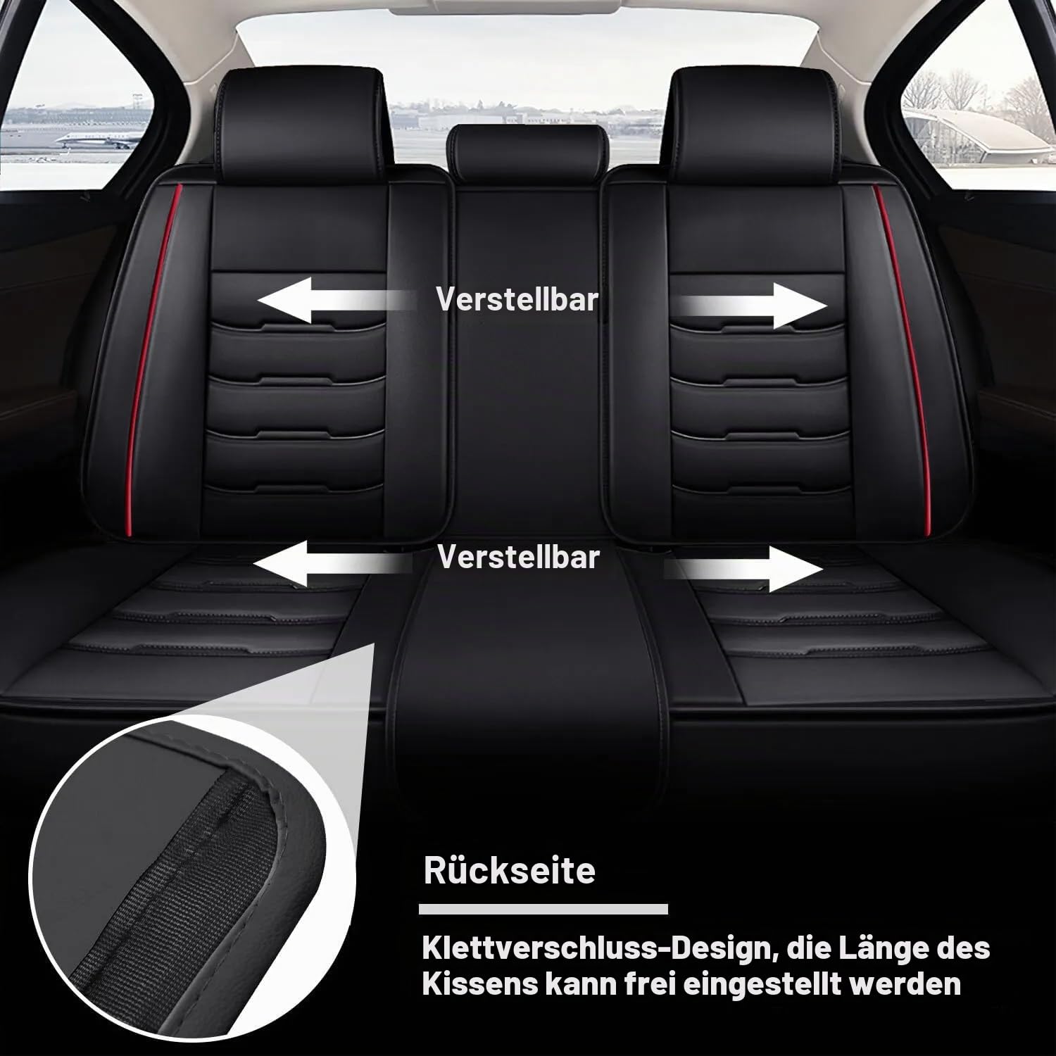 Auto Sitzbezüge Set Autositzbezüge für Hyundai Tucson 2015-2017 2018 2019 2020 2021 2022 2023 2024 2025, Vorne Und Hinten Leder Auto-Schonbezüge Wasserdicht Sitzschoner Zubehör,Black