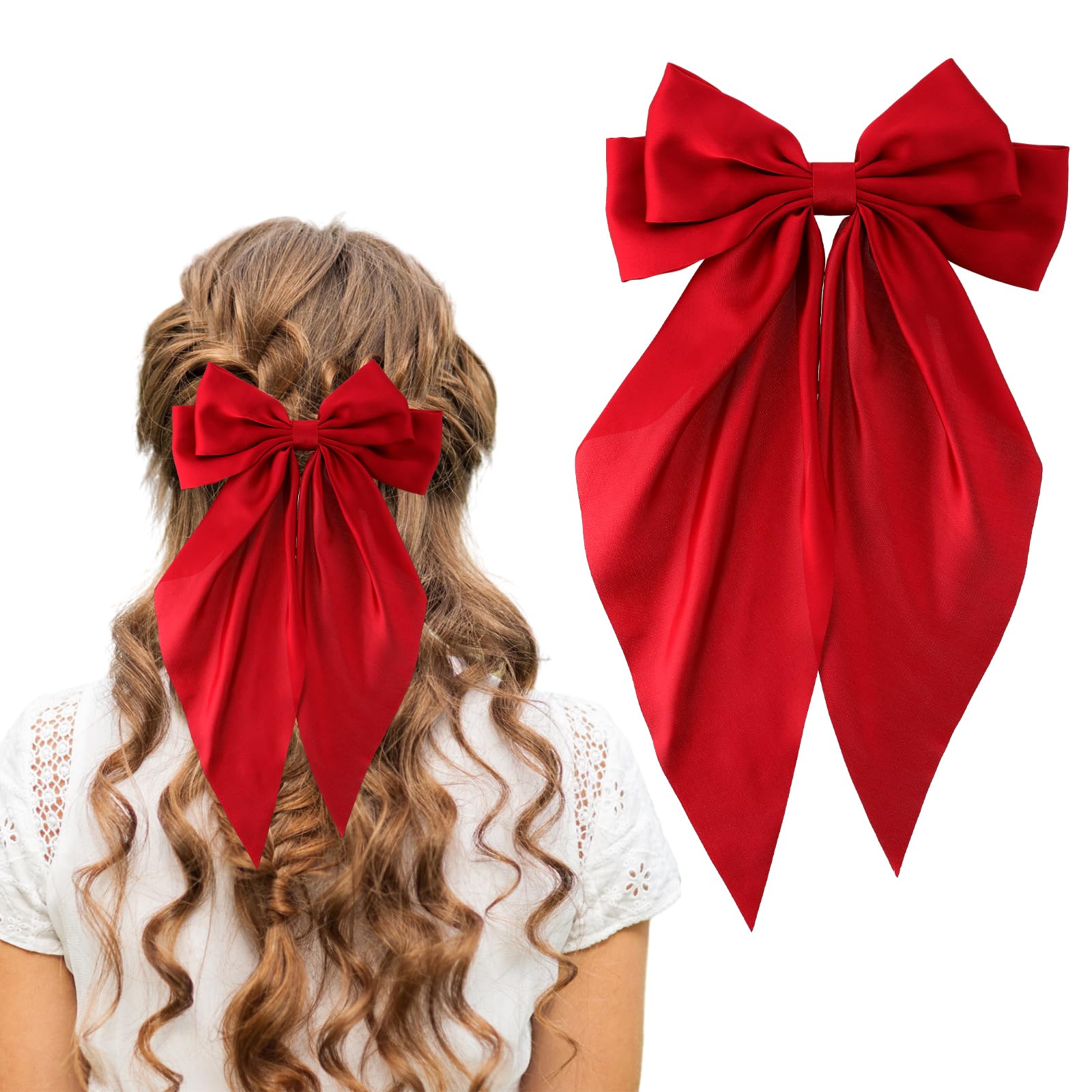 Schwarze Satin-Haarschleife 20,3 Cm – Große Französische Barrettes Für Frauen & Mädchen