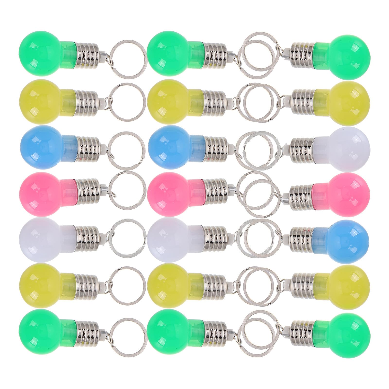 Mini ampoule LED porte-clés coloré en lot de 21 pièces avec anneau métallique robuste