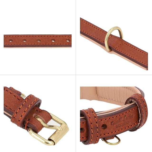 Foto 3 de 8 de Gusti Collar de perro de cuero - Jacky Collar de cuero para perro mascota de cuatro patas tamaño L marrón…