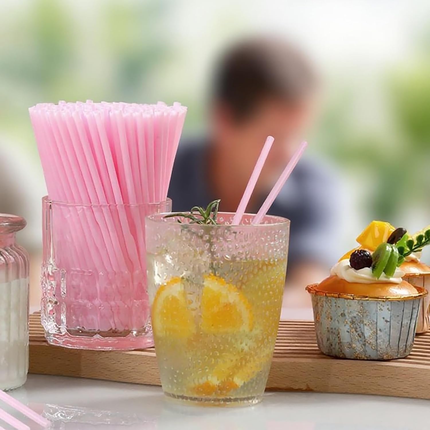 250 Pack 5.12 Inch Pink Plastic Straws Disposable Sipping Straws for Coffee Cocktail