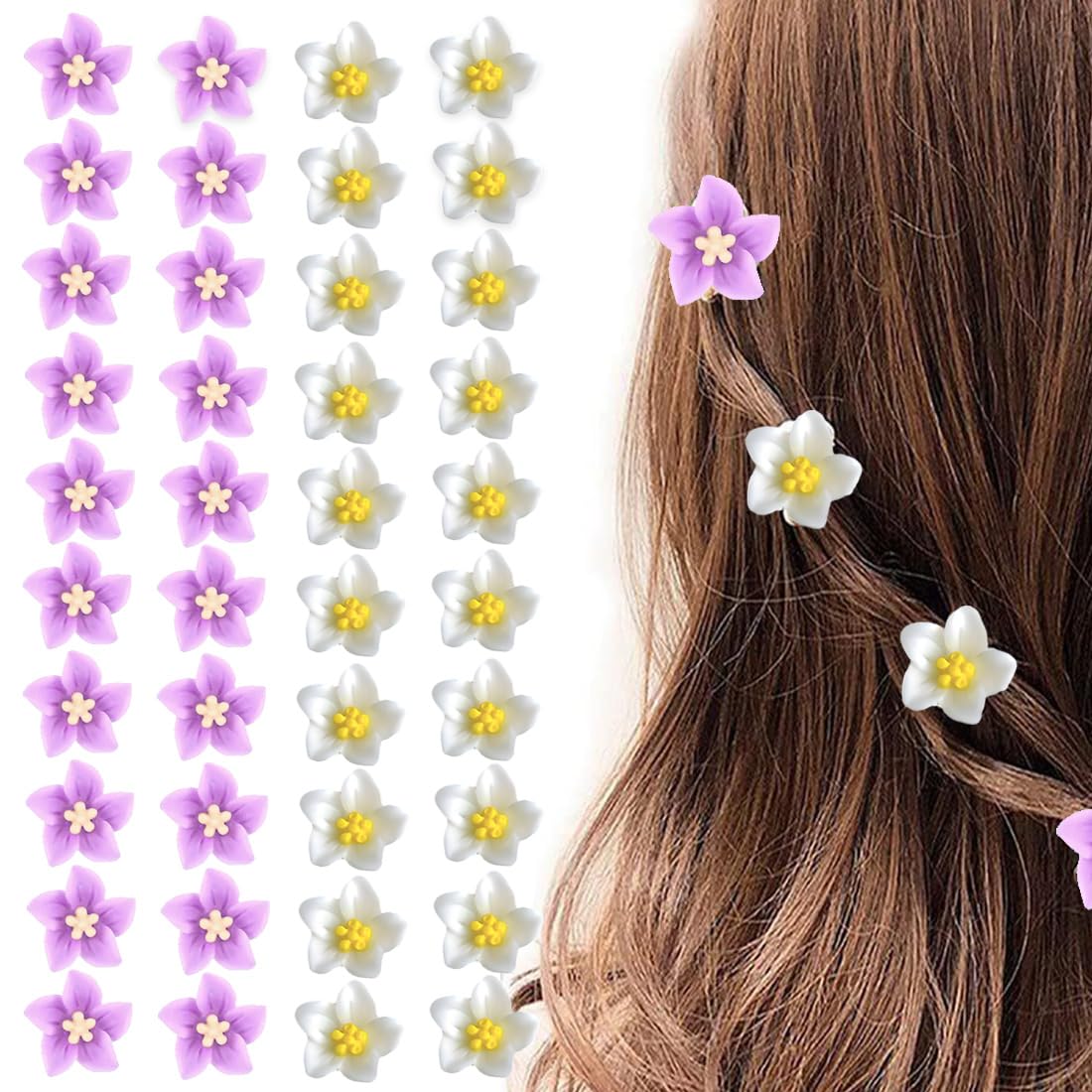 Blumen-Perlenspangen Set – 16 Stück Mini-Haarspangen | Für Pony, Zöpfe & Deko | Rutschfest & Niedlich