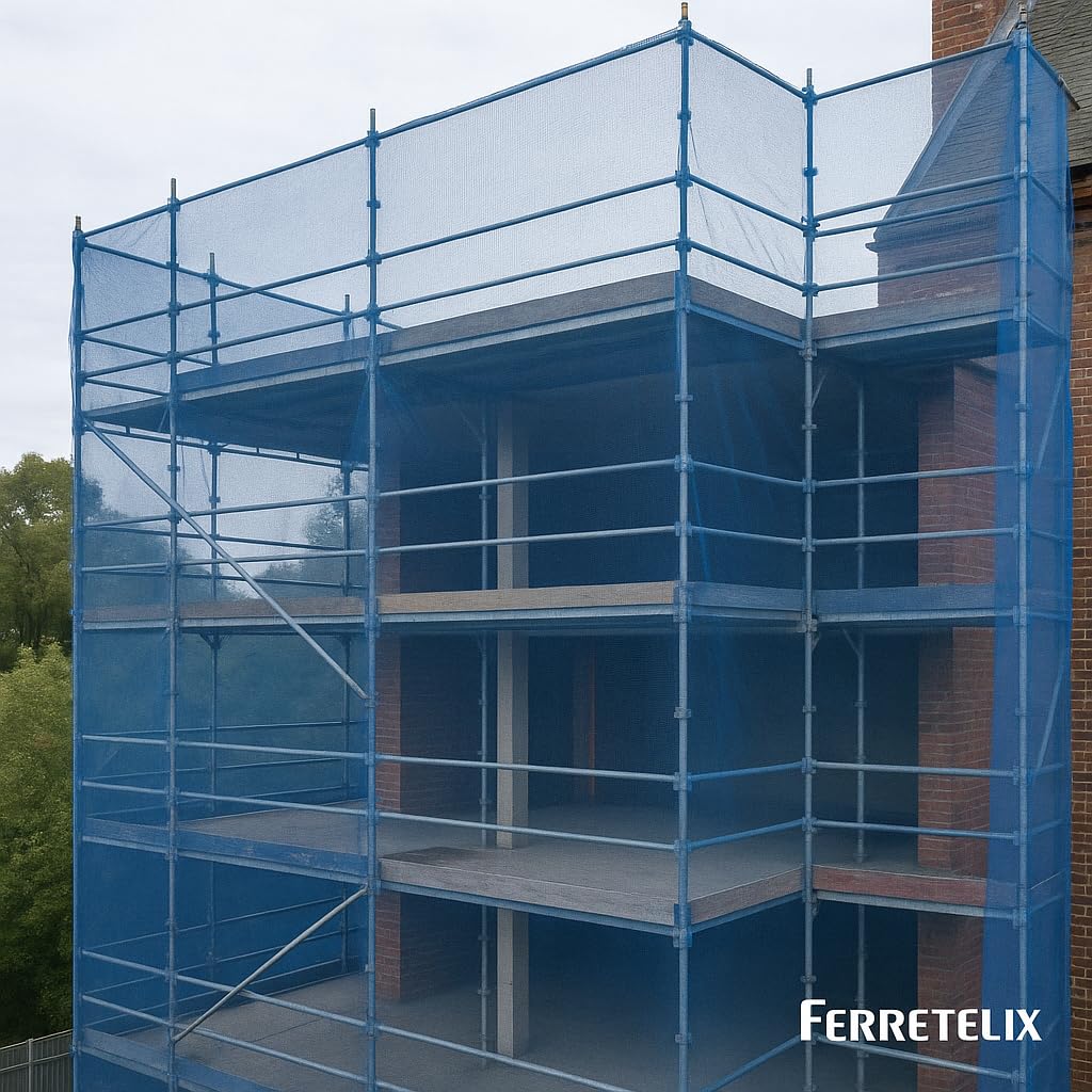 FERRETELIX® Moustiquaire pour Échafaudage 6 x 12 m – Couleur Bleue – Très Résistante