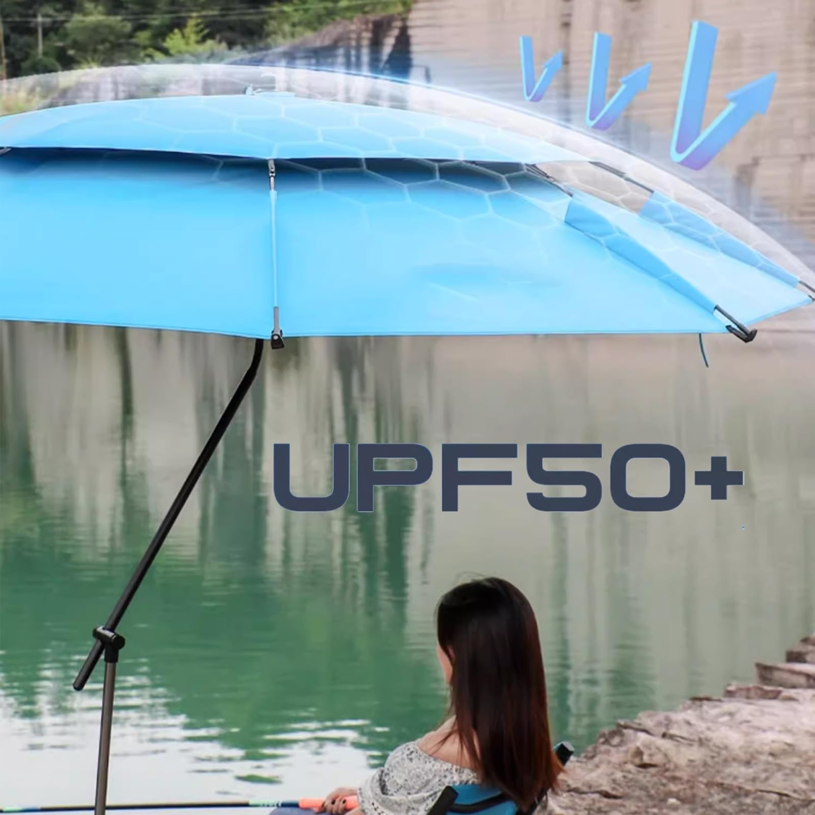 Wiatr Resisitance Beach Parasol z kotwicą piaskową, regulowana wysokość UPF 50+ przenośny parasol przeciwsłoneczny, uchylny parasol ogrodowy(200cm/6.6ft)