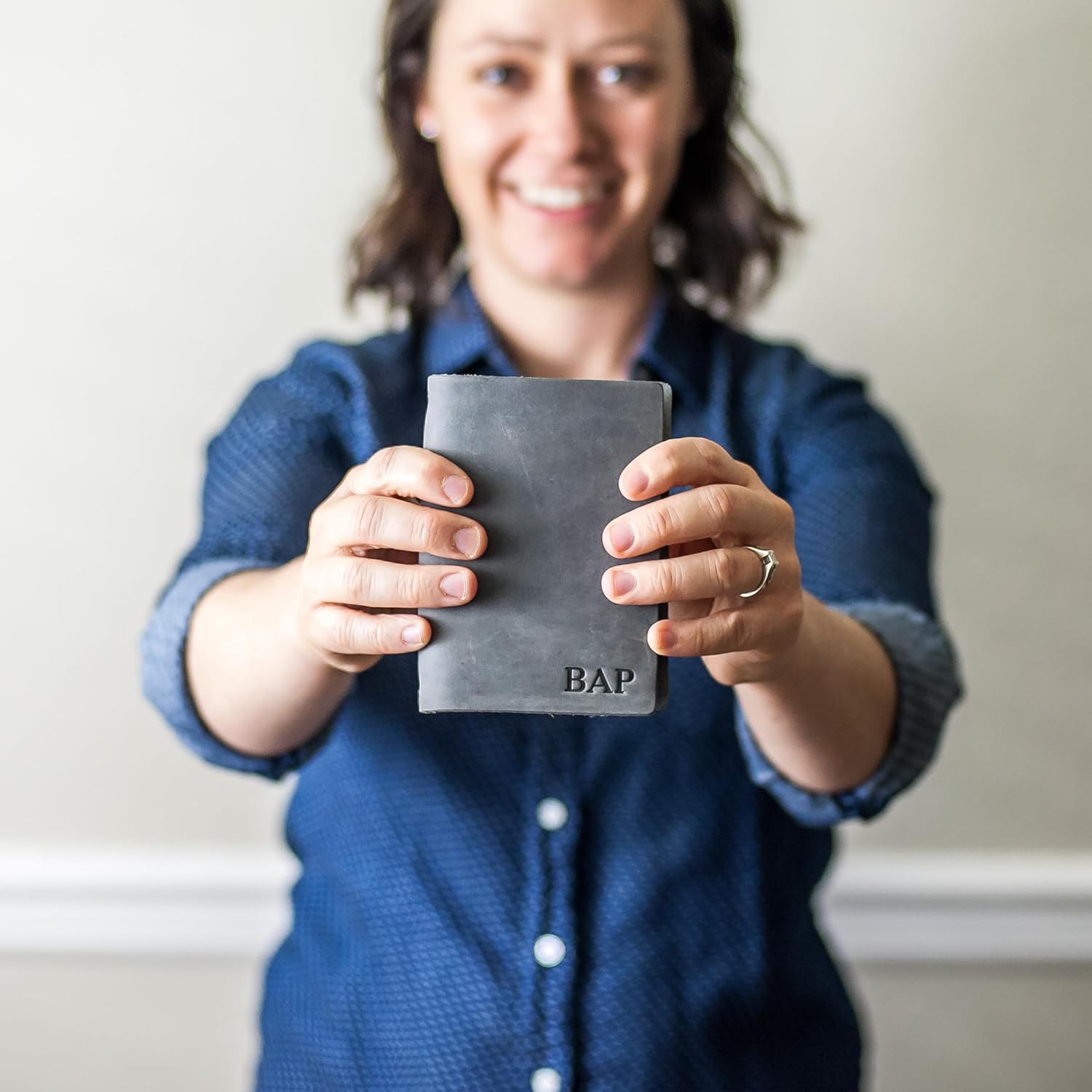 Ox & Pine Refillable Pocket Leather Journal Notebook Personalized (Rustic Gray, Lined Paper)