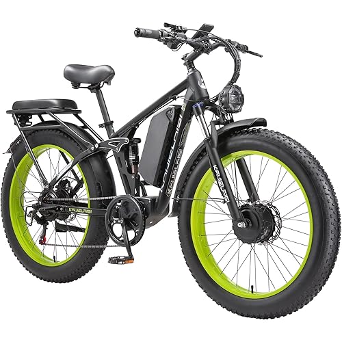 KETELES Ebikes for Adults, AWD Dual Motor Ebike Peak 6000W 26” Electric Bike Fat Tire, 52V 26AH Battery Dual Hydraulic Brake Electric Mountain Bike.