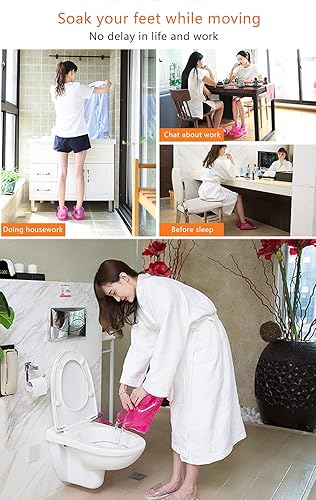 Miniatura 6 de Zapatos de baño de pies de masaje, zapatos portátiles de baño de pies tipo gancho, 1 par de botas portátiles de spa para relajación, masaje térmico