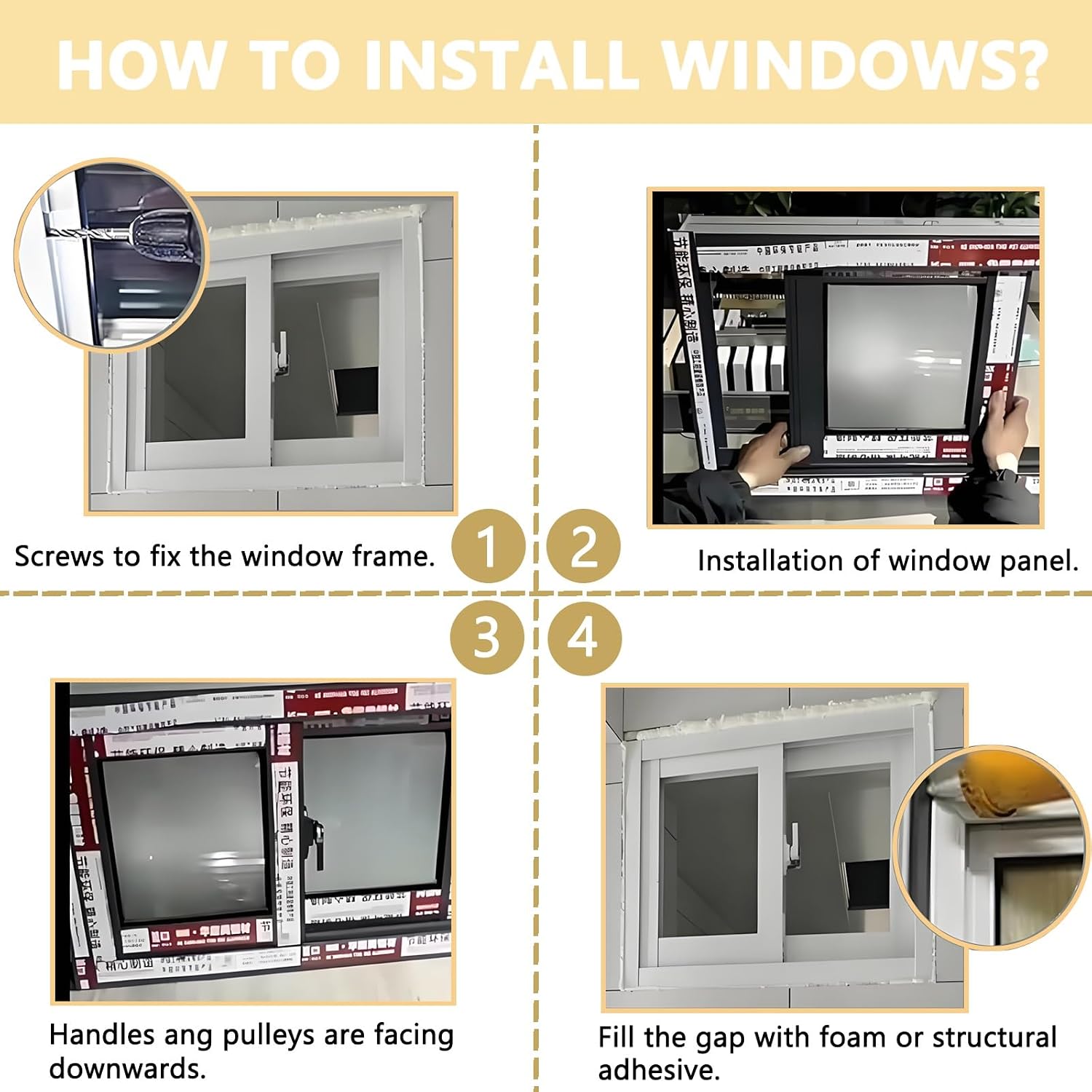 Garage Horizontal Sliding Window 45x19in/114x48cm, Aluminum Flush Mount Window White with Screen and Tempered Glass, Household Bathroom Rv Ventilation Insulated Window Replacement