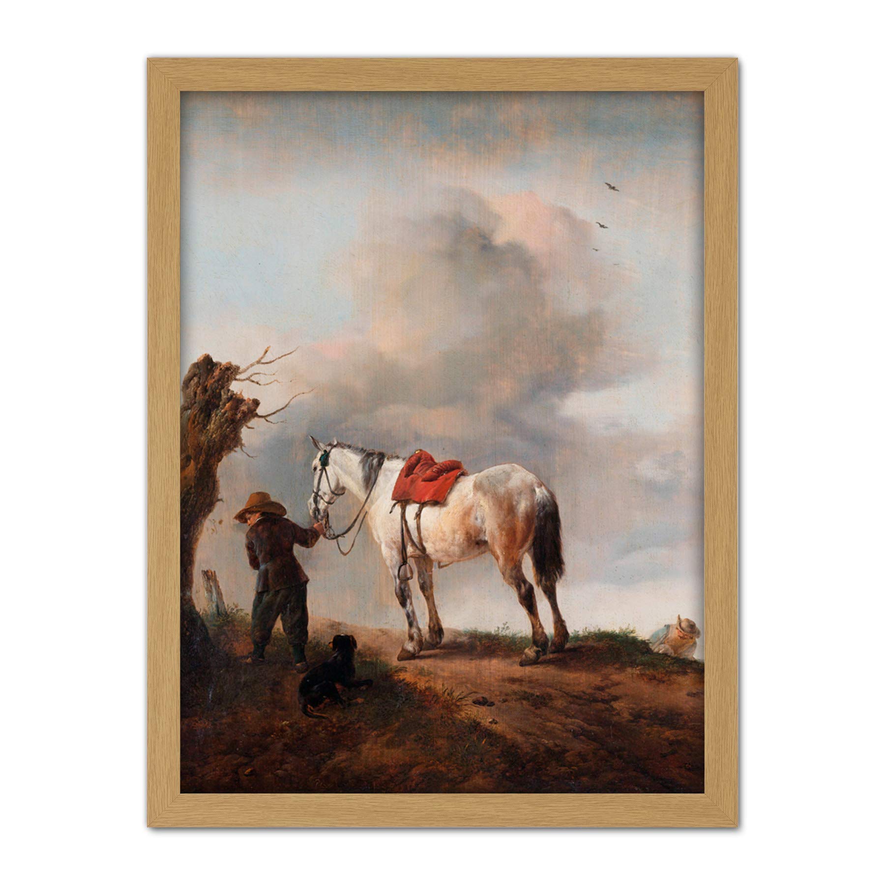 Artery8 Wouwerman The Gray Horse Painting Artwork Framed Wall Art Print 18X24 Inch