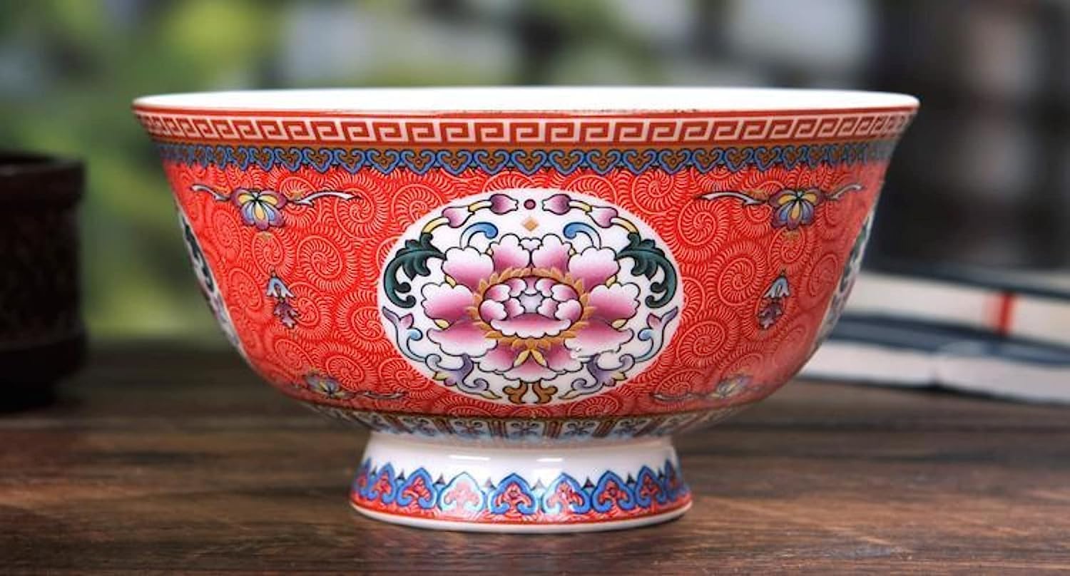 miska ceramiczna, Chińska starożytna porcelanowa miska do ryżu w stylu pałacowym, 15