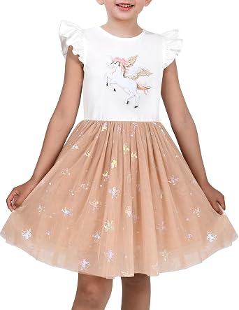 Sunny Fashion Girls Dress Pink Sequin Wedding Hi-Low Tulle Skirt Tutu Flutter Sleeve