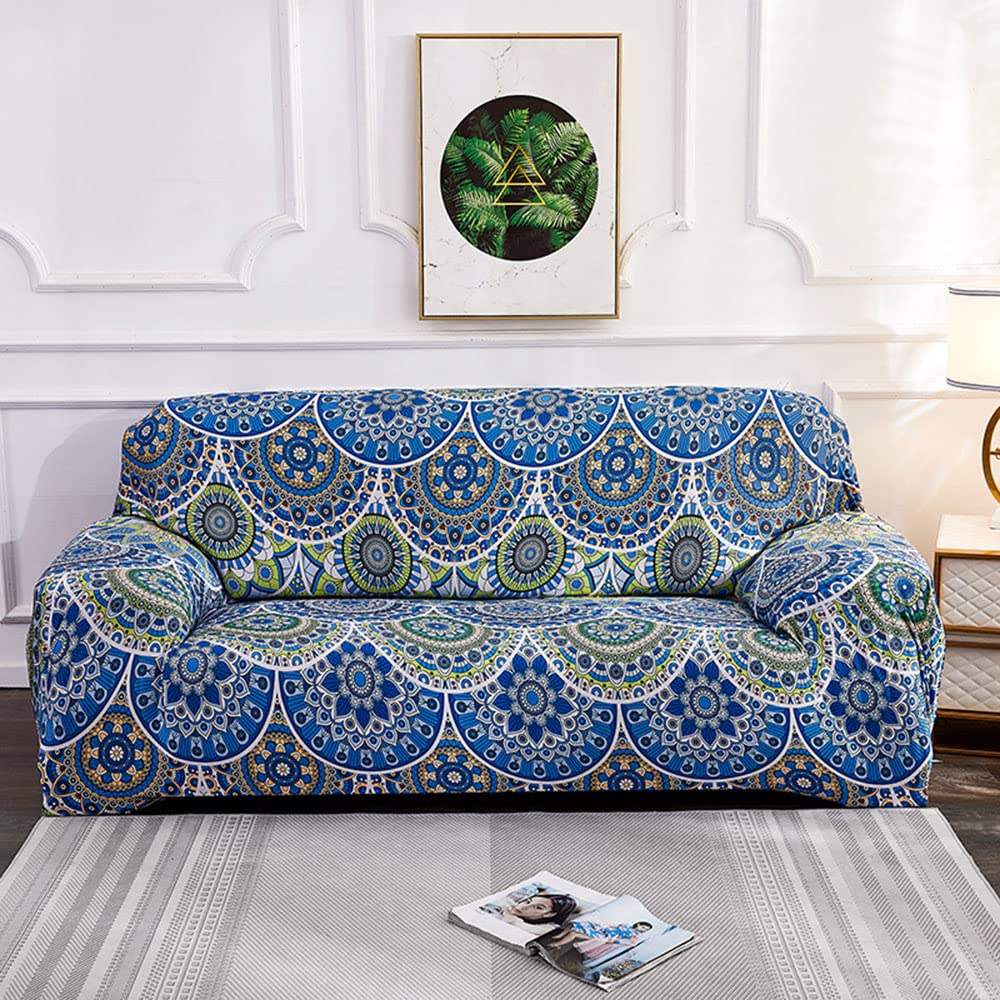 Yopoiy 10 Easy Fit Sofa Cover Printed Stretch Couch Cover Machine Washable Sofa Slipcover With Elastic Bottom For Living Room Bedroom -3 Seater(195-230Cm)
