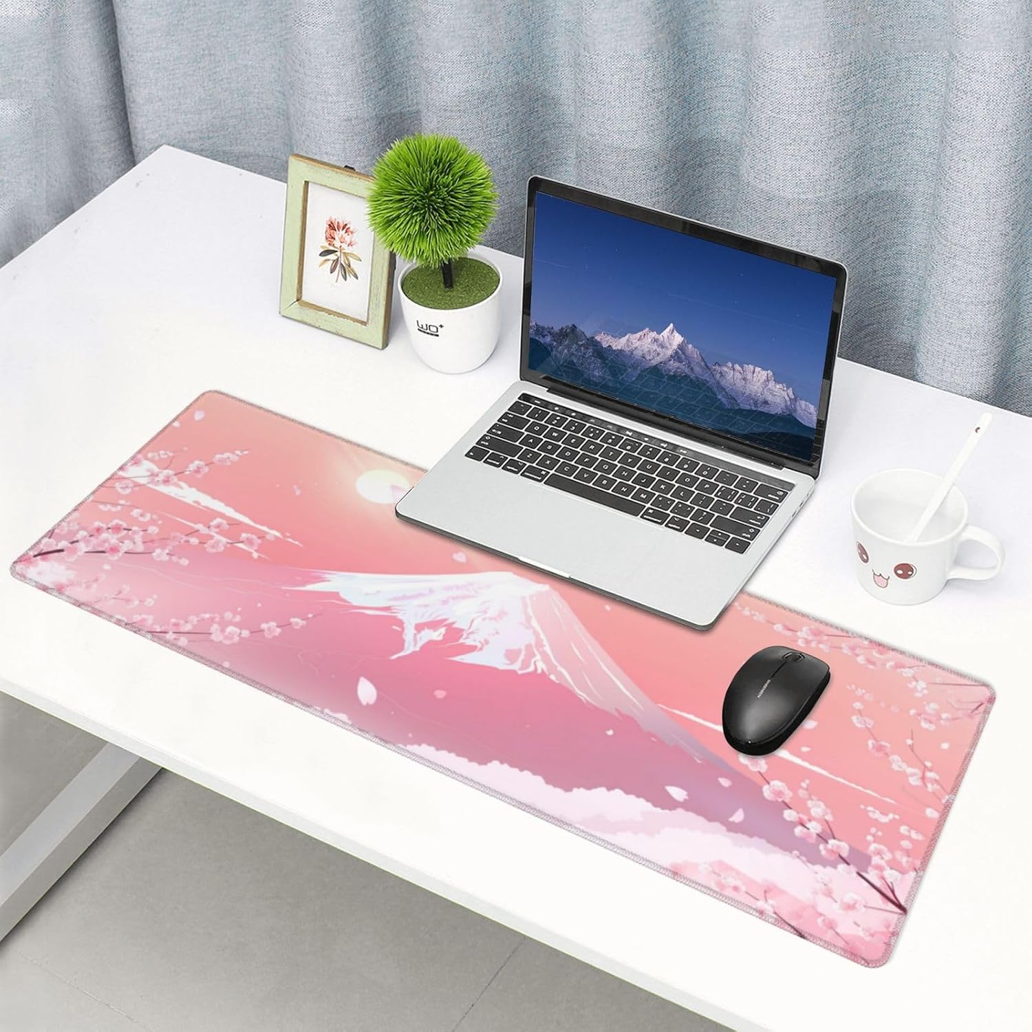 XXL Mouse Pad 31.5×12in, Cherry Blossom Mousepad, Long Gaming Mouse Pad, Desk Mat for Keyboard and Mouse, Computer Pads for Desk, Waterproof Non-Slip Base Flower Big Mouse Mat