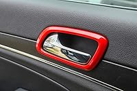 Vista 6 de ABS Manija de puerta interior Tazón Decoración Anillo Cubierta para Jeep Grand Cherokee 2017 Arriba (Rojo)