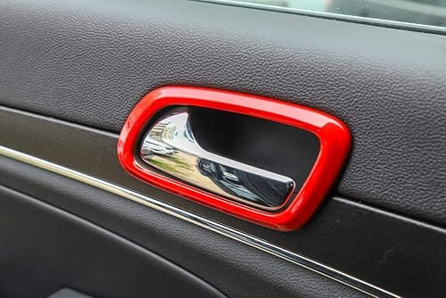 Miniatura 7 de ABS Manija de puerta interior Tazón Decoración Anillo Cubierta para Jeep Grand Cherokee 2017 Arriba (Rojo)