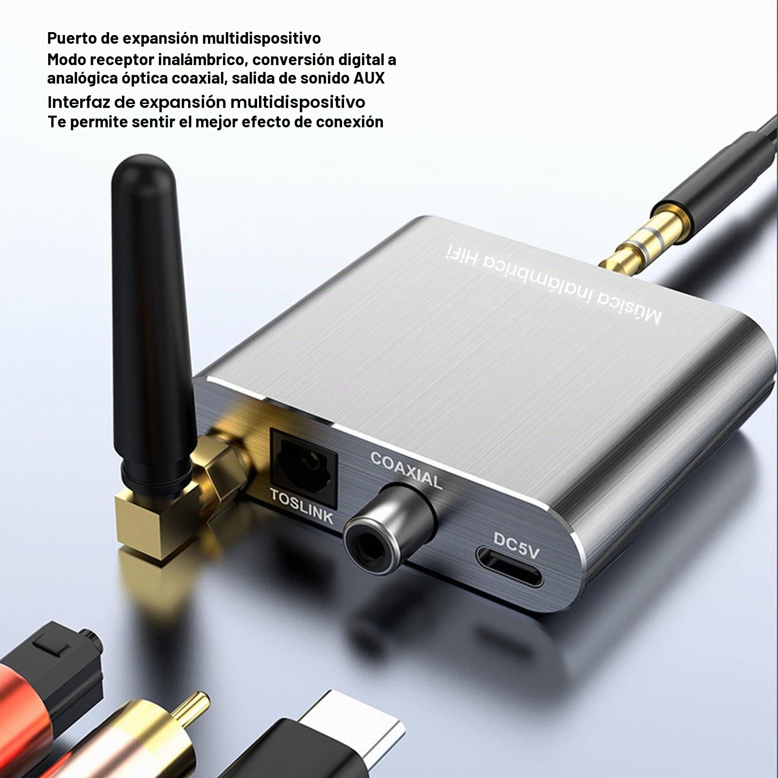 Receptor Bluetooth, Receptor de Música Bluetooth 5.2, Salida Coaxial óptica HiFi AUX, Adaptador de Audio Inalámbrico para Altavoces de Auriculares Estéreo Domésticos