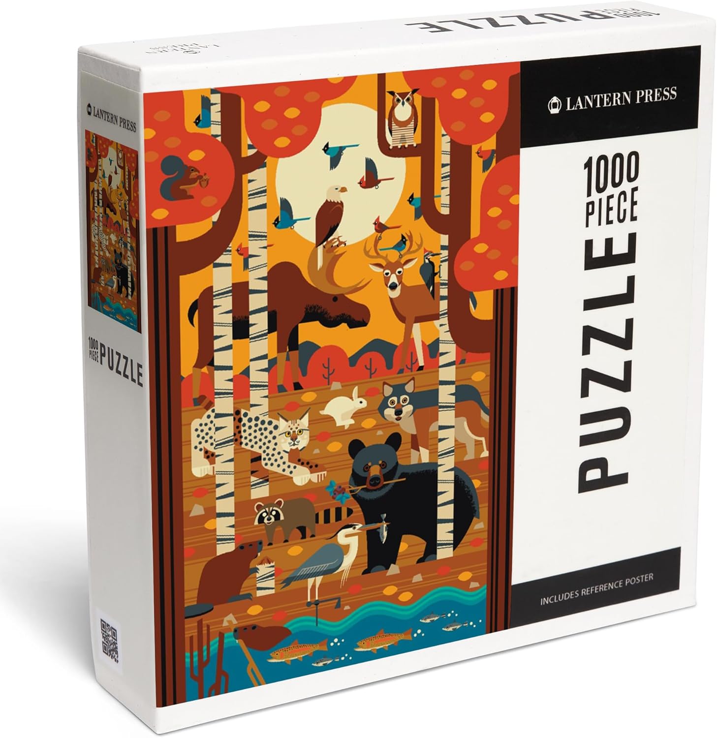 Lantern Press Woodland Forest Animals, Geometric 1000 Piece Jigsaw Puzzle for Adults, Made in USA with Reference Poster