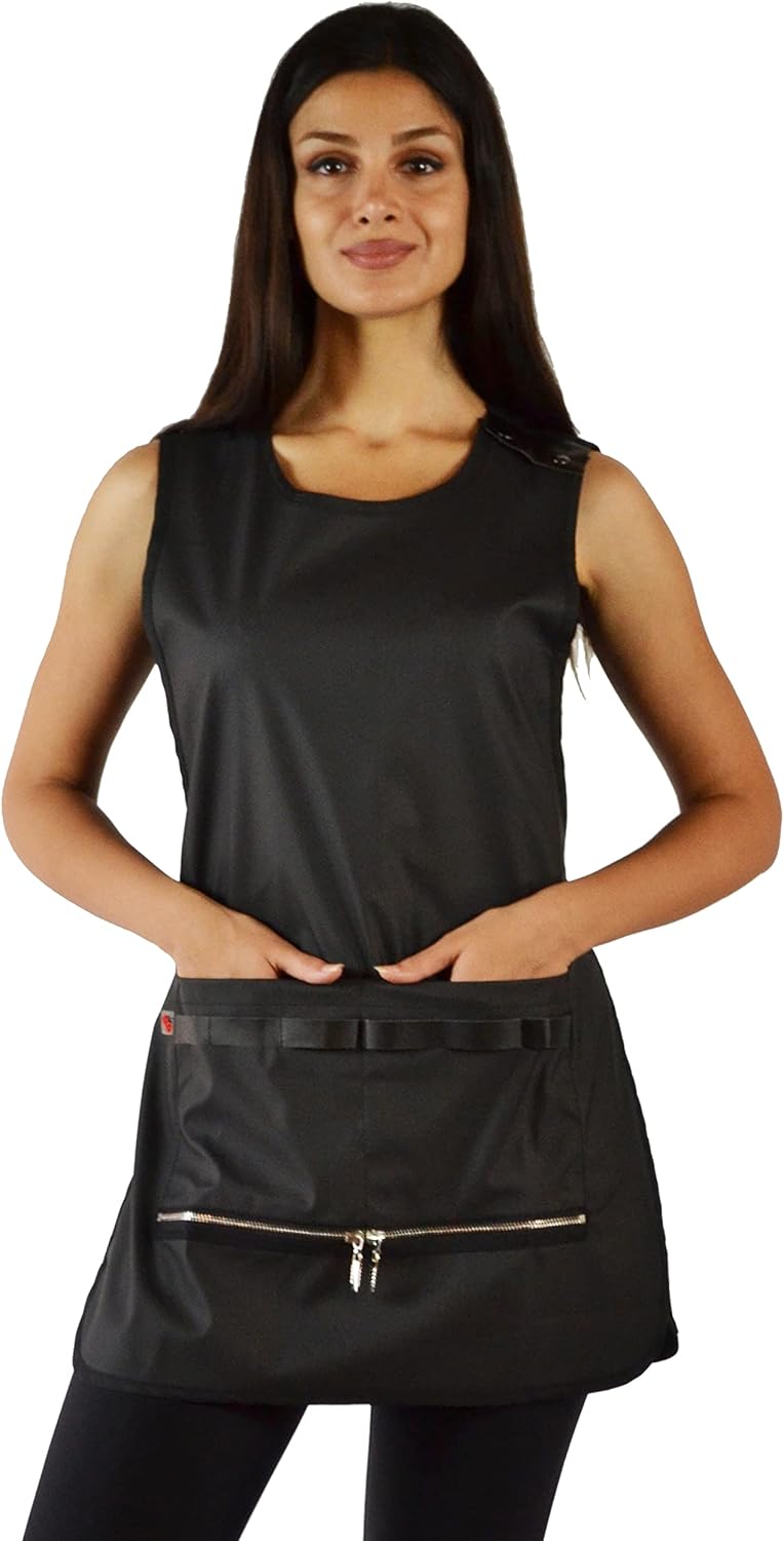 Ladybird Line 800 Waterproof Curvy Size Cobbler Style Apron, Hair Resistant with front pockets and bottom zippers, Front and back coverage, Ideal for Hair Stylists & Pet Groomers, Fits Up to 4XL