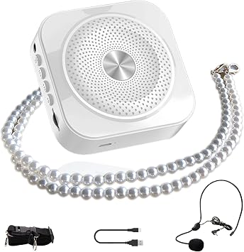 Loudspeaker, Hands-Free Loudspeaker, Megaphone with Microphone, DSP System, Howling Countermeasure, Portable, Portable Carrying Strap, Speaker, Loud Volume, 360 Omnidirectional Acoustic Amplifier