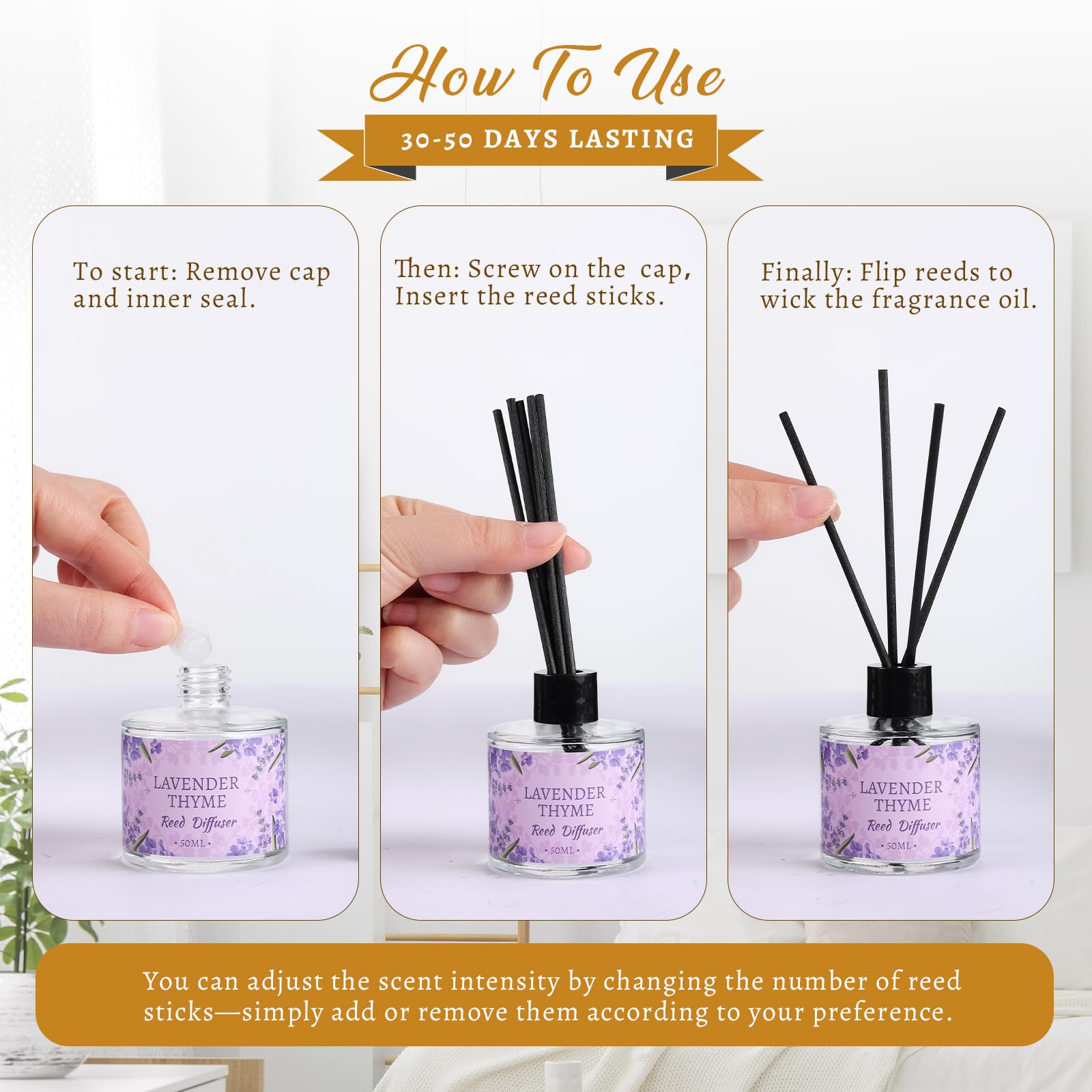 6 Stück Schilfrohr-Diffusor-Sets, ätherisches Öl, Schilfrohr-Diffusoren für Zuhause mit 24 Stäbchen, langanhaltender Duft, Geschenk, fertiger Duftdiffusor für Schlafzimmer, Badezimmer, Büro