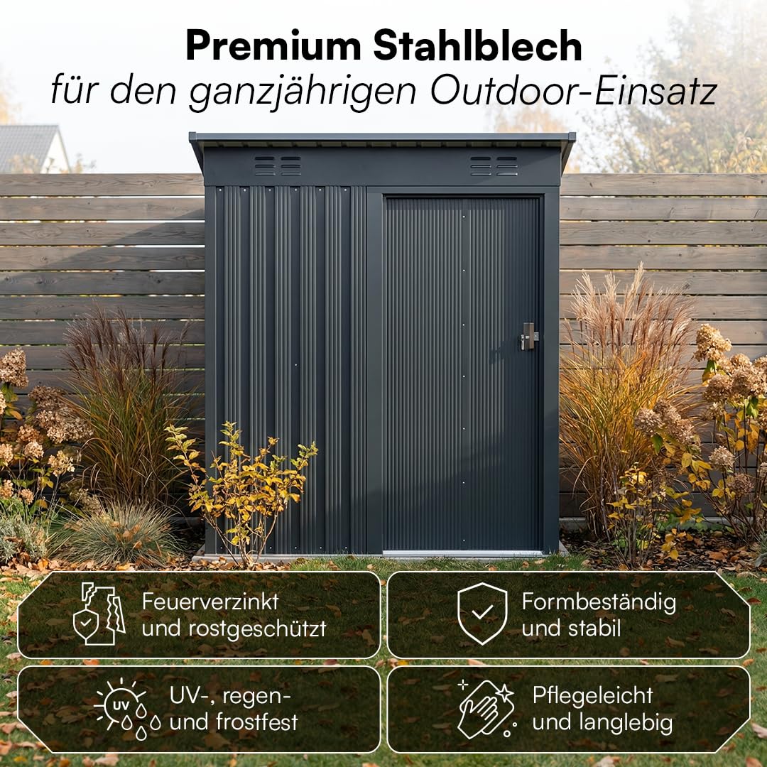 STEELSØN Talonix Gerätehaus Metall 184x75x164cm Anthrazit Zinkstahlrahmen