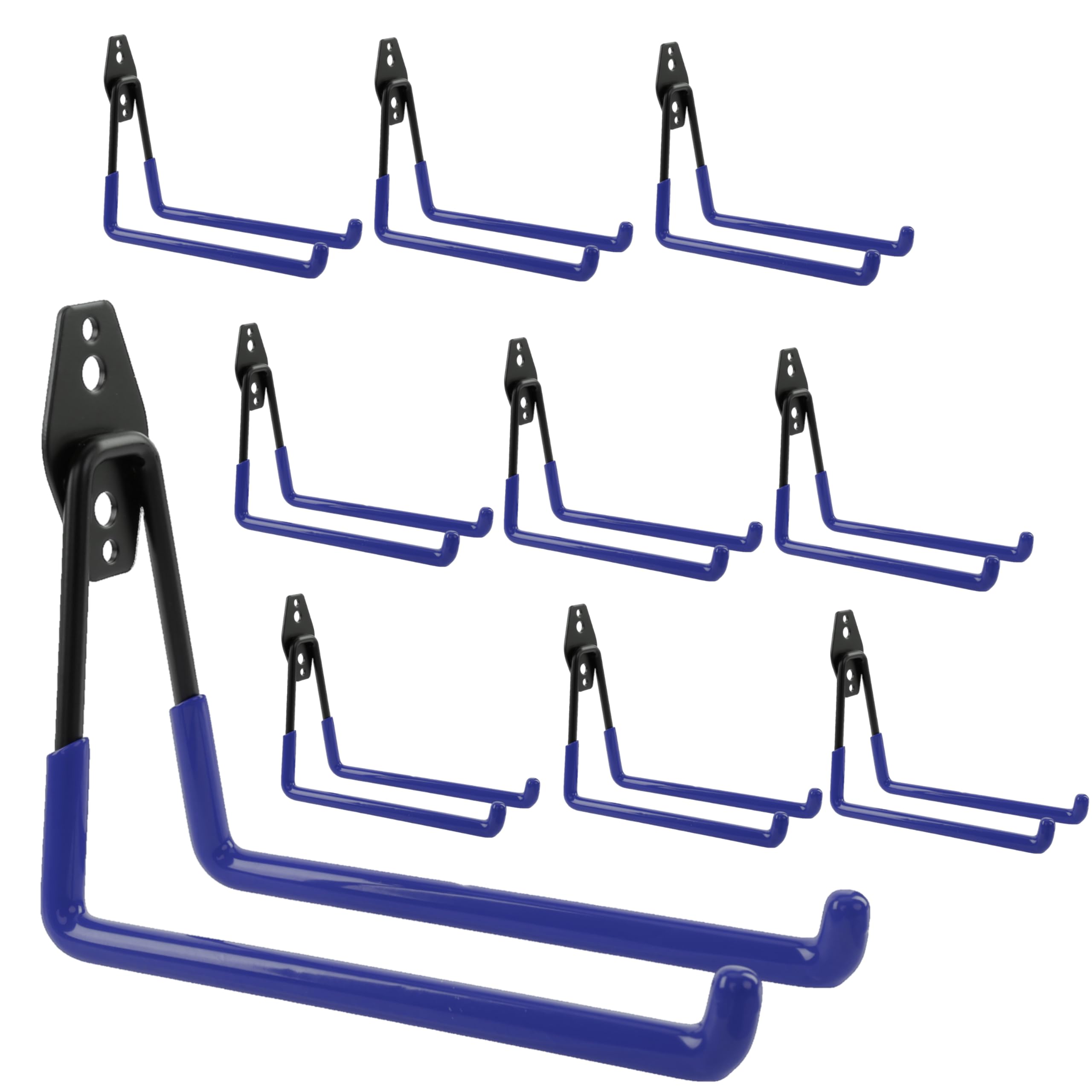 botle Set di 10 ganci da parete, ganci per attrezzi, per utensili elettrici, dritti da 19 cm, rivestimento in PVC, per garage, capannoni, ganci per scale e pale, doppio gancio, portata fino a 25 kg