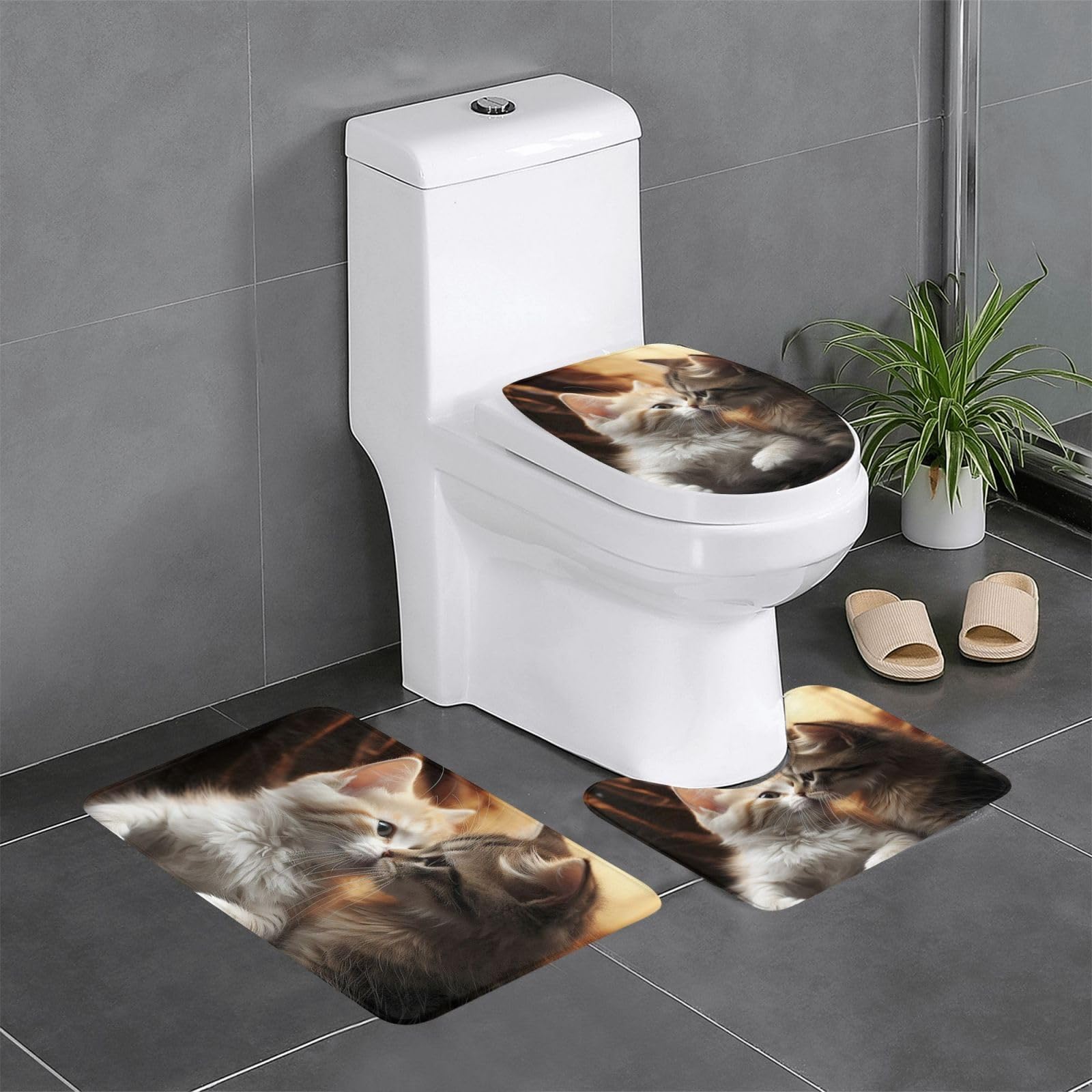 Housse de couvercle de toilette durable et tapis de bain 3pcs souple