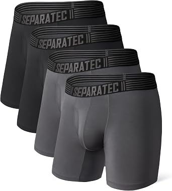 Separatec Mens Underwear Moisture Wicking Rayon Boxer Briefs for Men, Ball Support Pouch Underwear Multiple